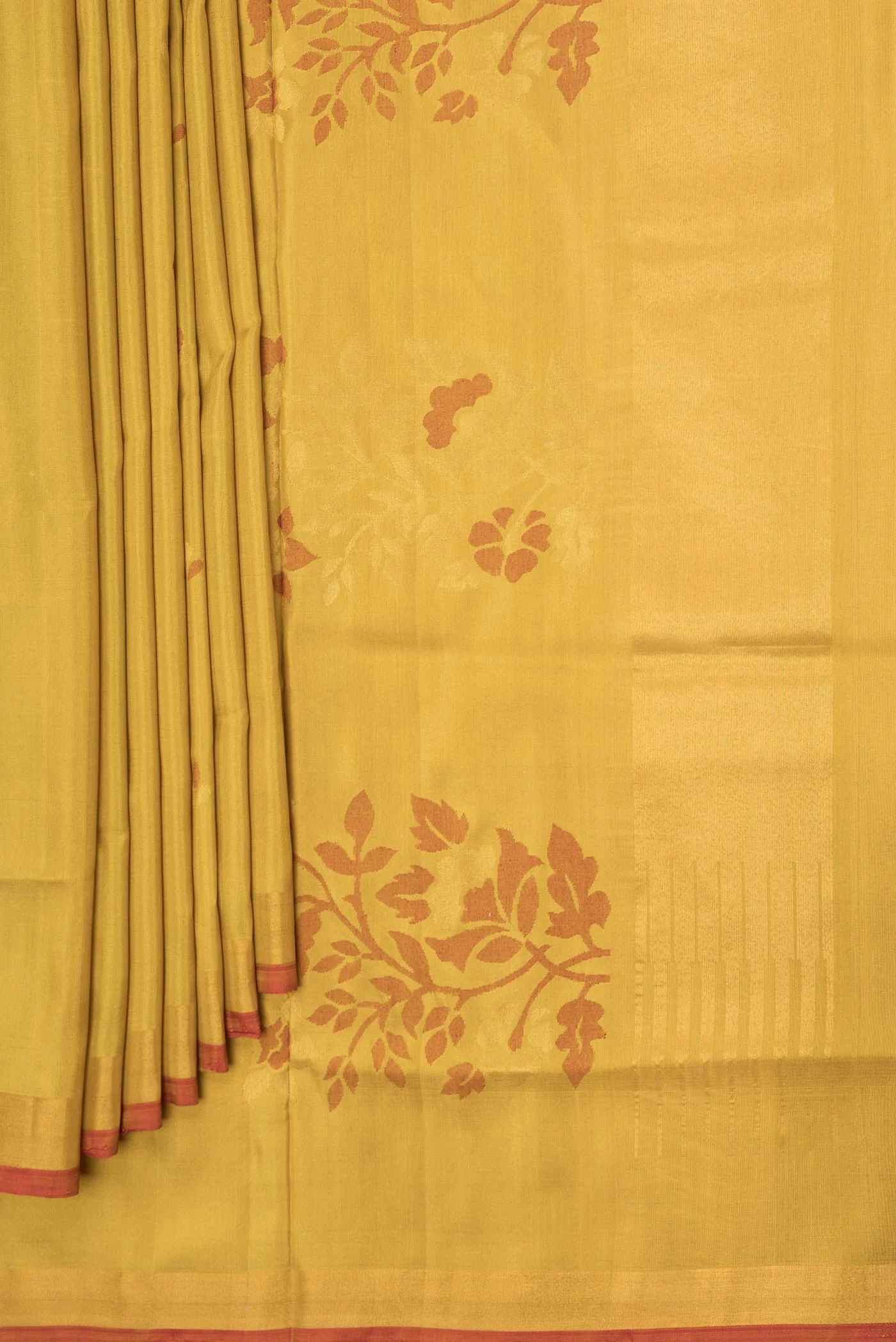 Mustard Dual Tone Uppada Silk Saree - Image 4