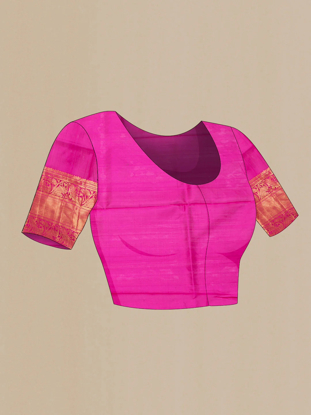 Pinkish Yellow Dual Tone Uppada Silk Saree - Image 4