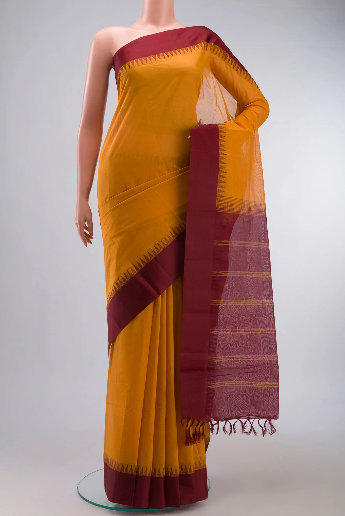 Mustard Kanchi Cotton Saree