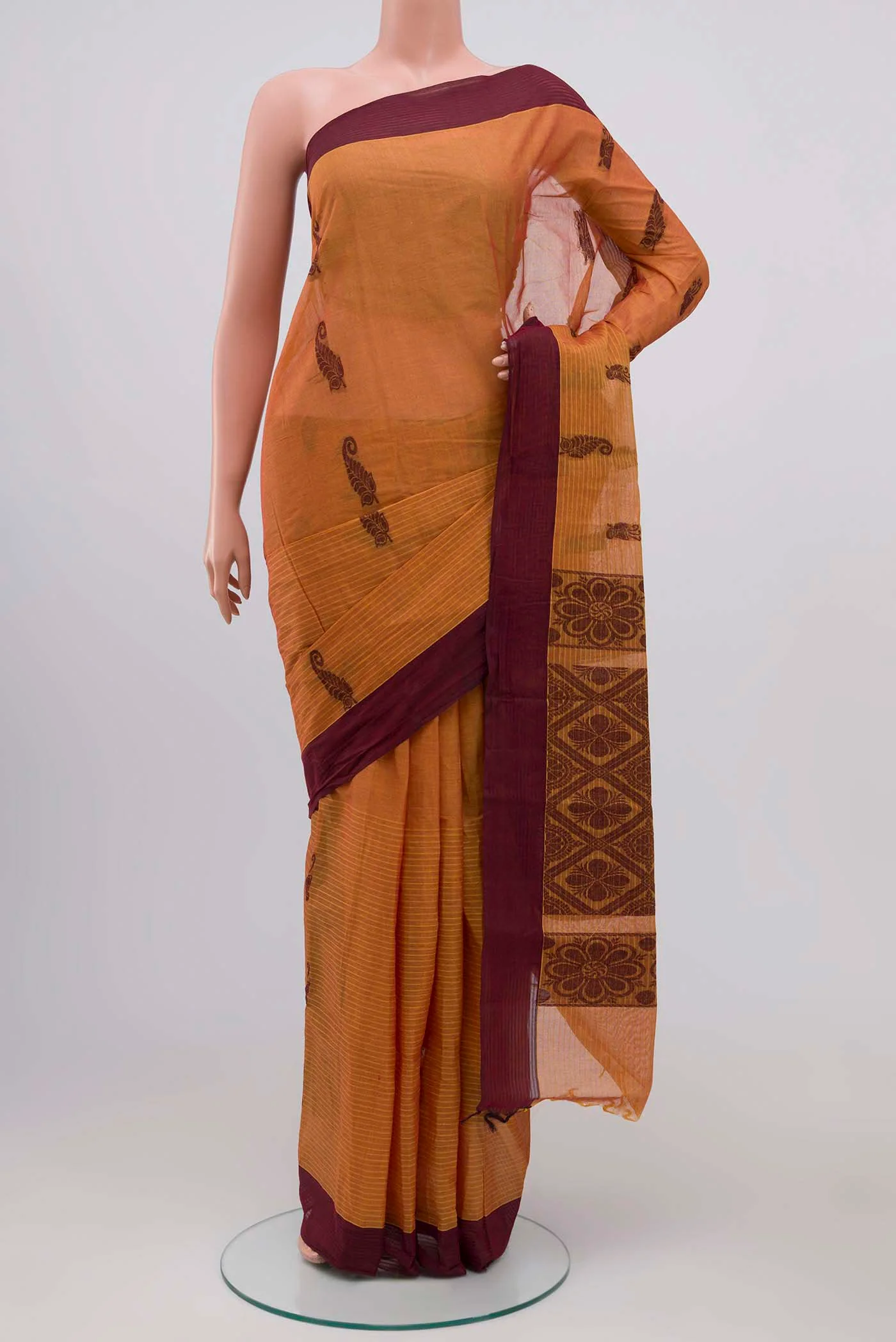 Mustard Kanchi Cotton Saree