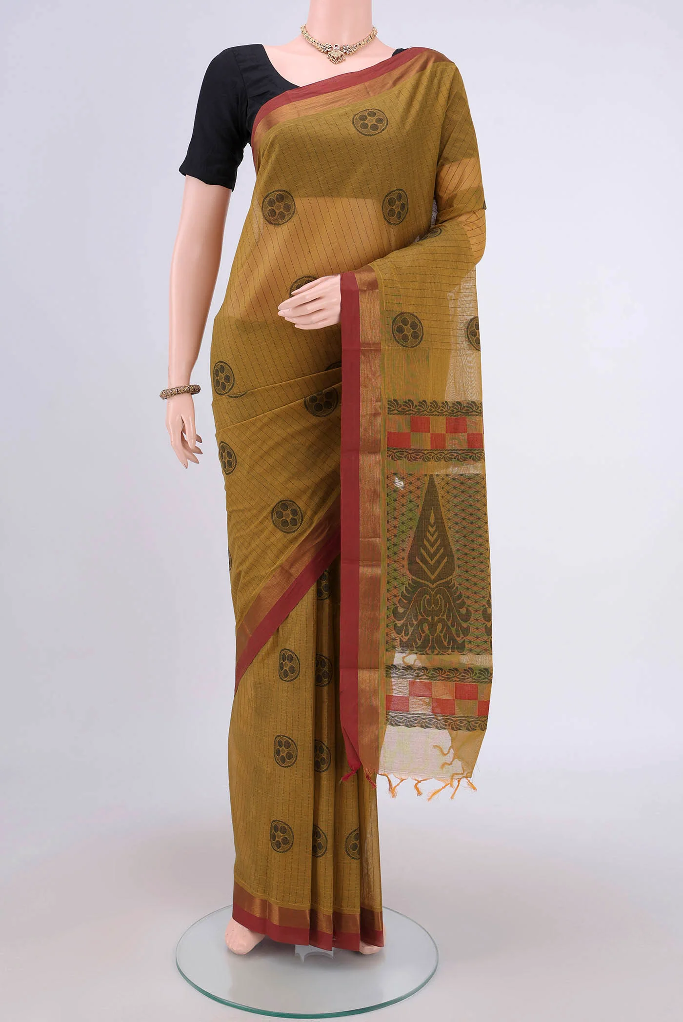 Mustard Kanchi Cotton Saree
