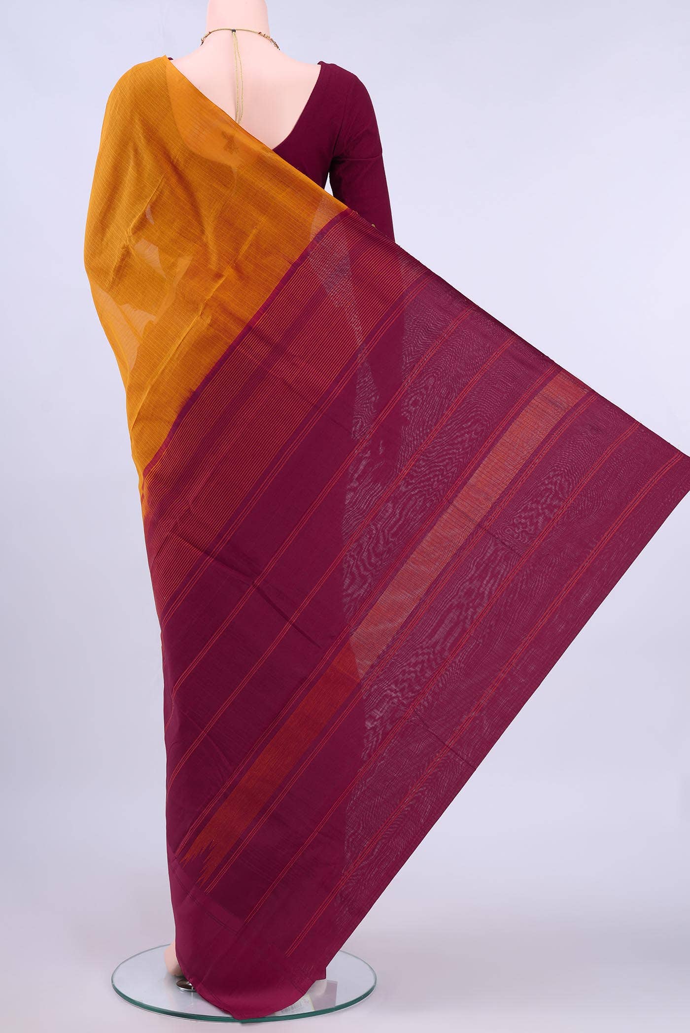 Mustard Kanchi Cotton Saree - Image 2