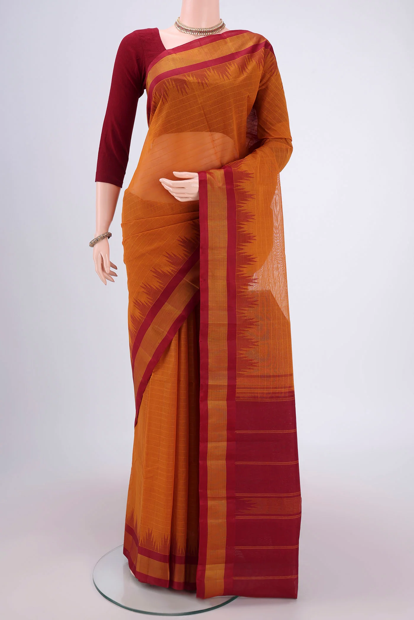 Mustard Kanchi Cotton Saree