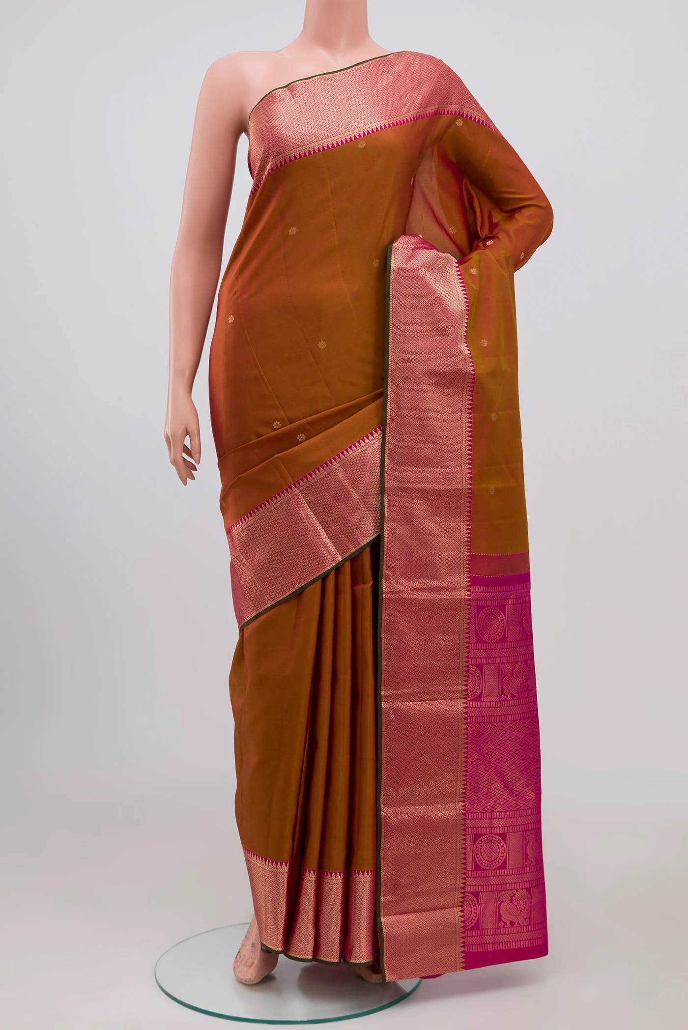 Mustard Kanchipuram Silk Saree
