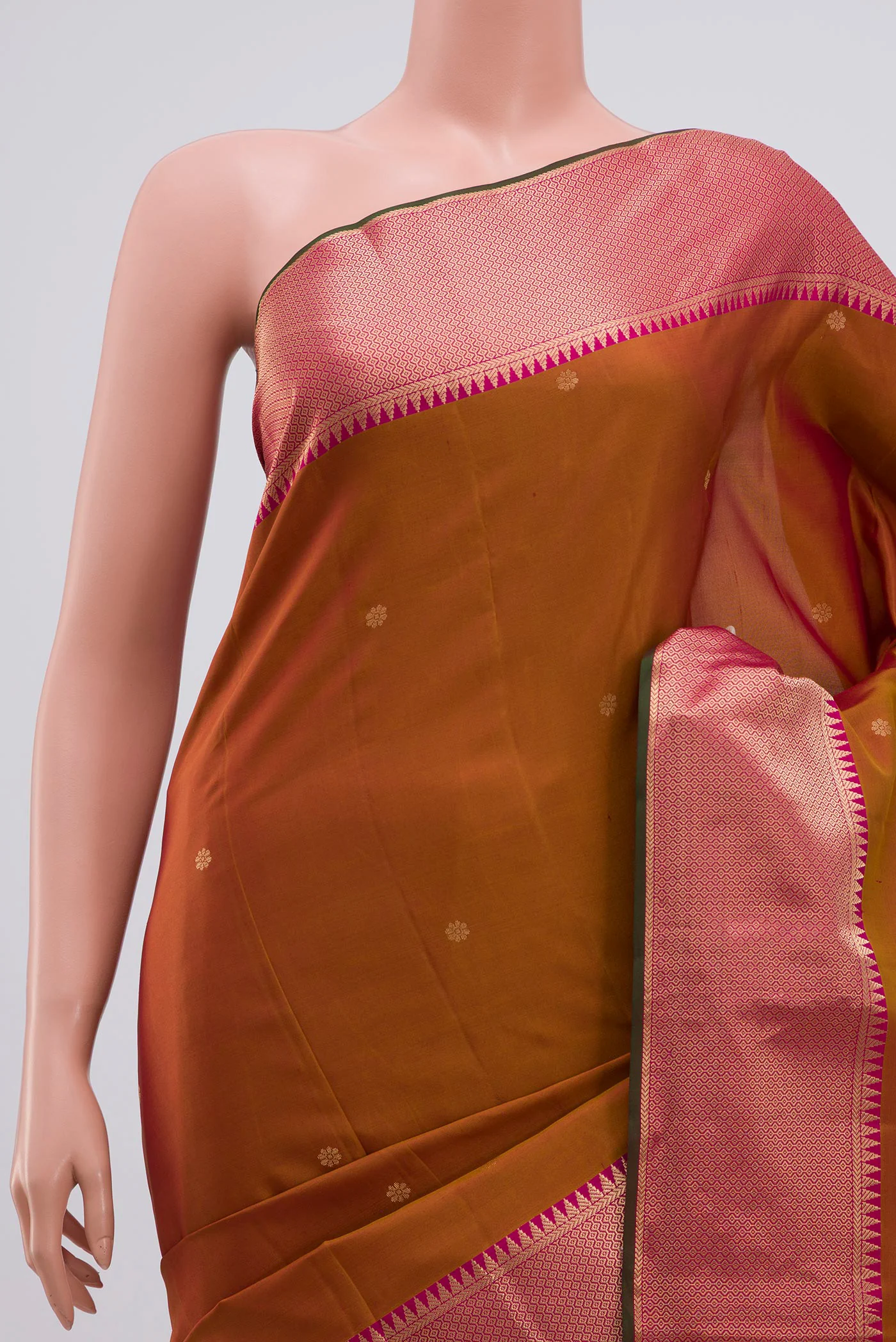Mustard Kanchipuram Silk Saree - Image 2