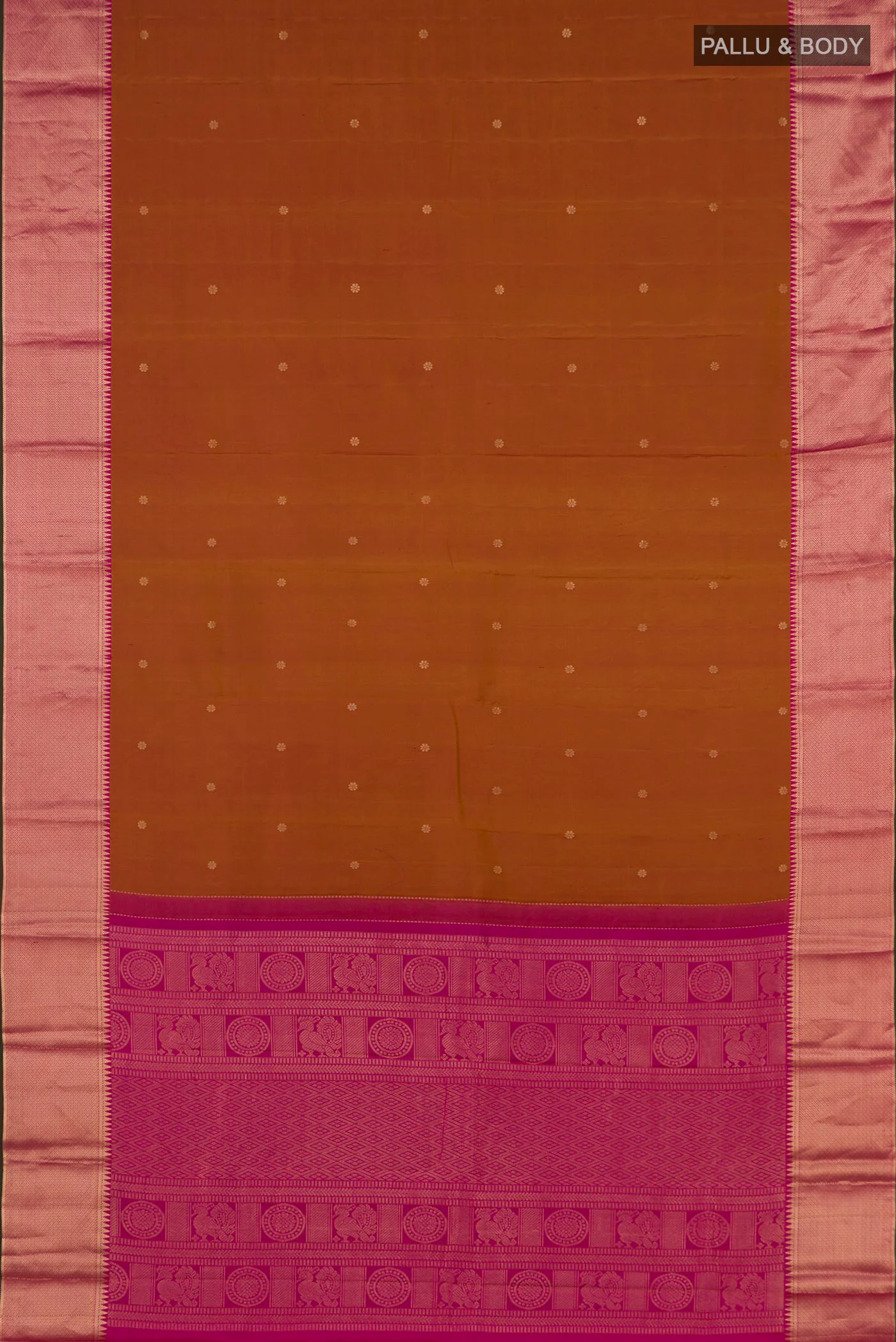Mustard Kanchipuram Silk Saree - Image 5
