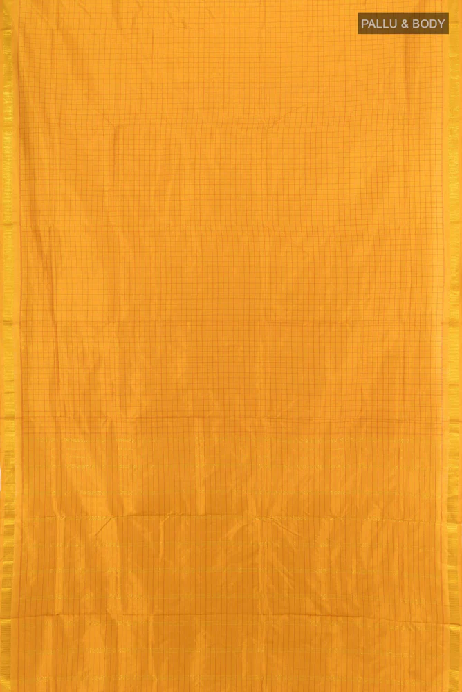 Mustard Kanchipuram Silk Nine Yards Saree - Image 4