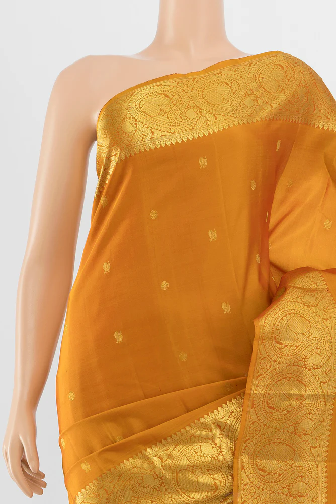 Mustard Kanchipuram Silk Saree - Image 2