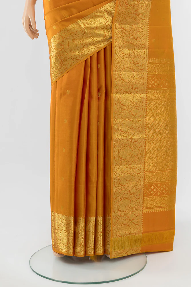 Mustard Kanchipuram Silk Saree - Image 3