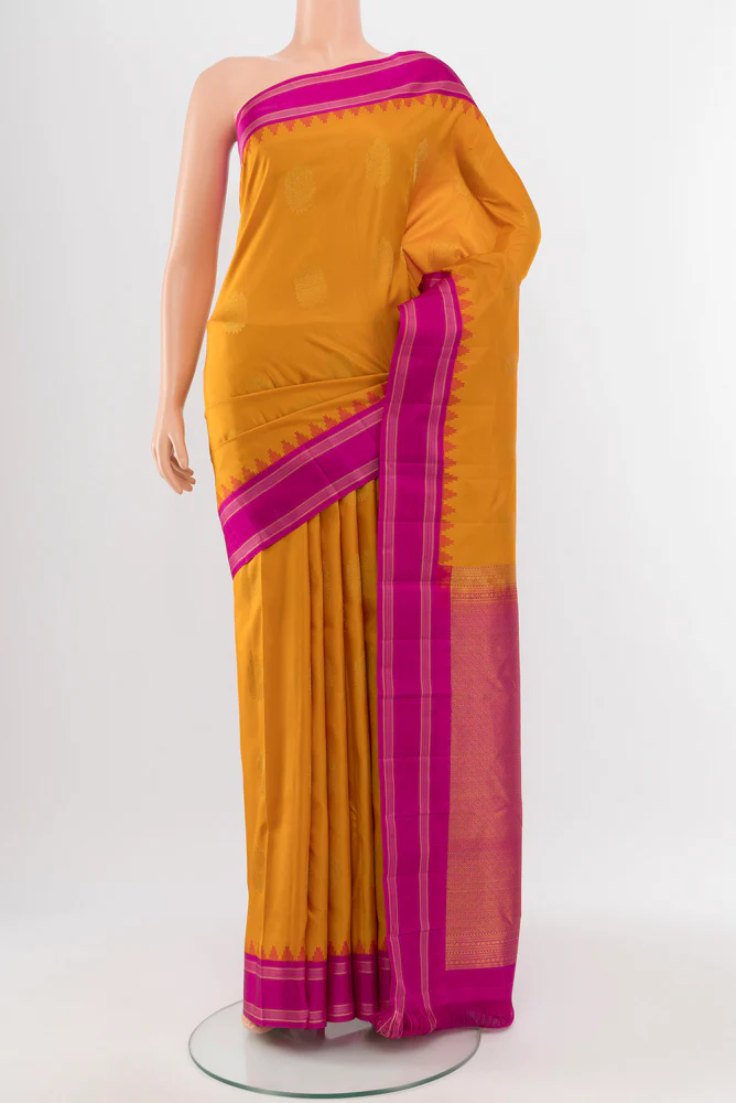 Mustard Kanchipuram Silk Saree