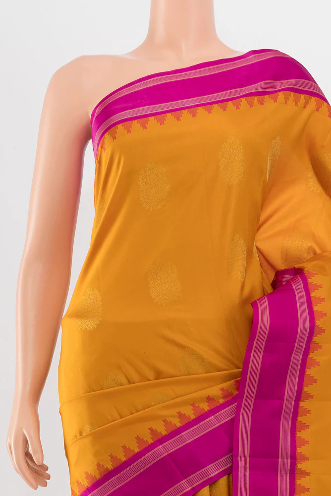 Mustard Kanchipuram Silk Saree - Image 2