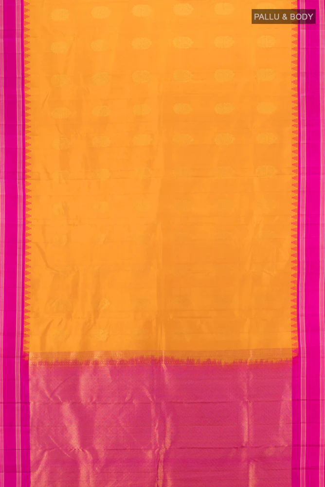 Mustard Kanchipuram Silk Saree - Image 5