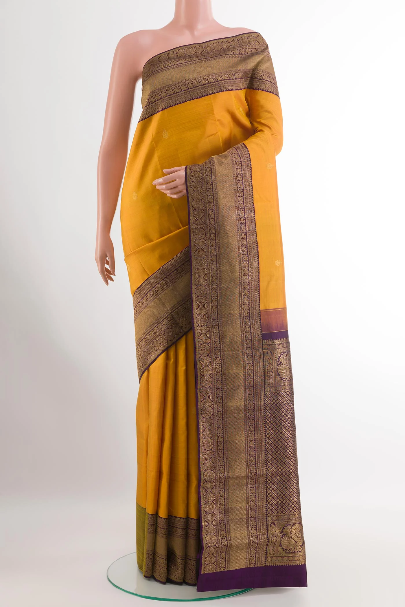 Mustard Kanchipuram Silk Saree