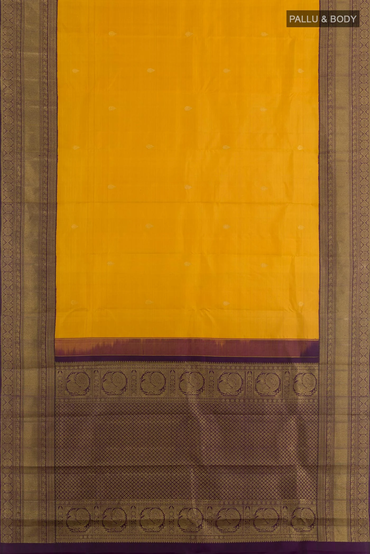 Mustard Kanchipuram Silk Saree - Image 5