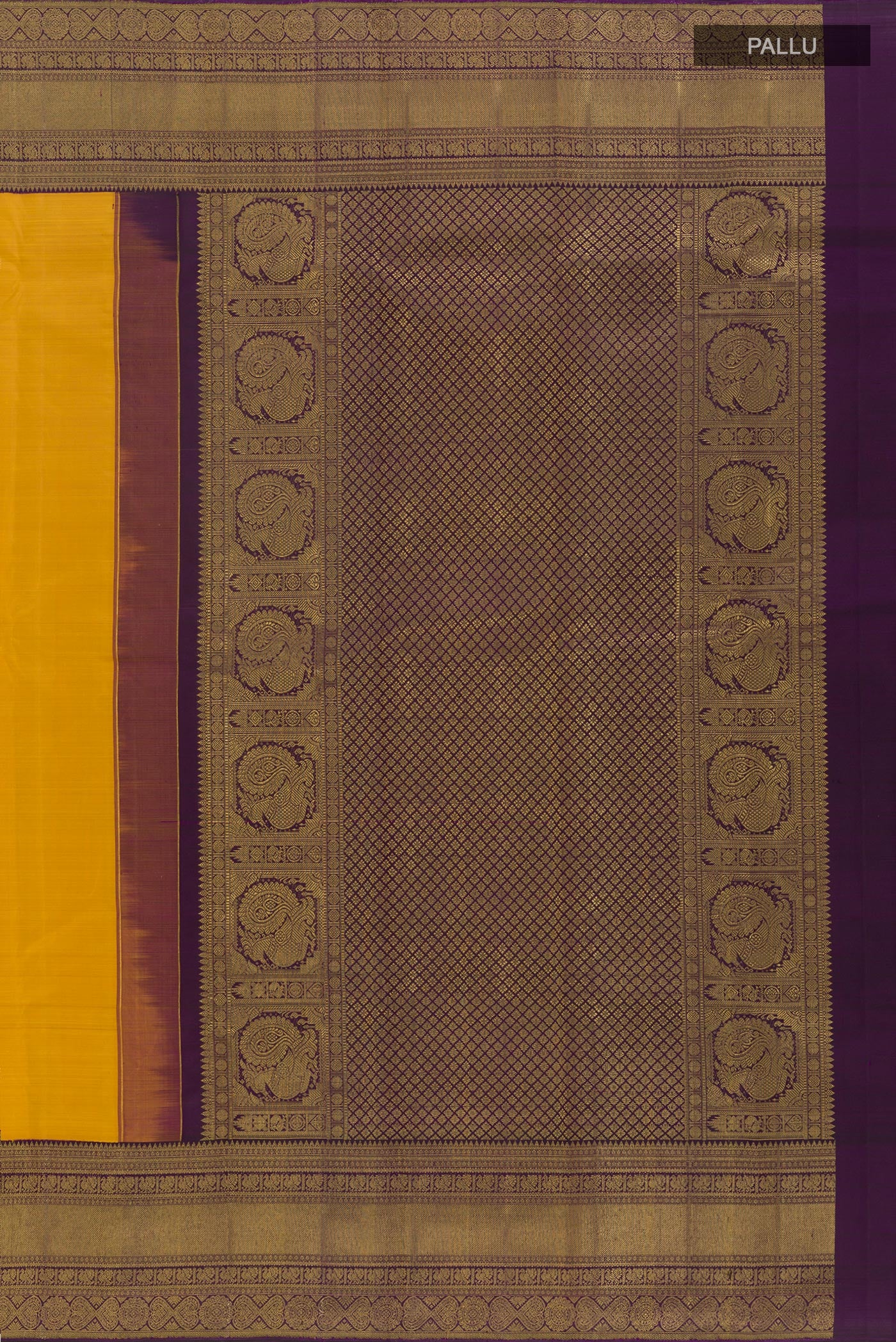 Mustard Kanchipuram Silk Saree - Image 6