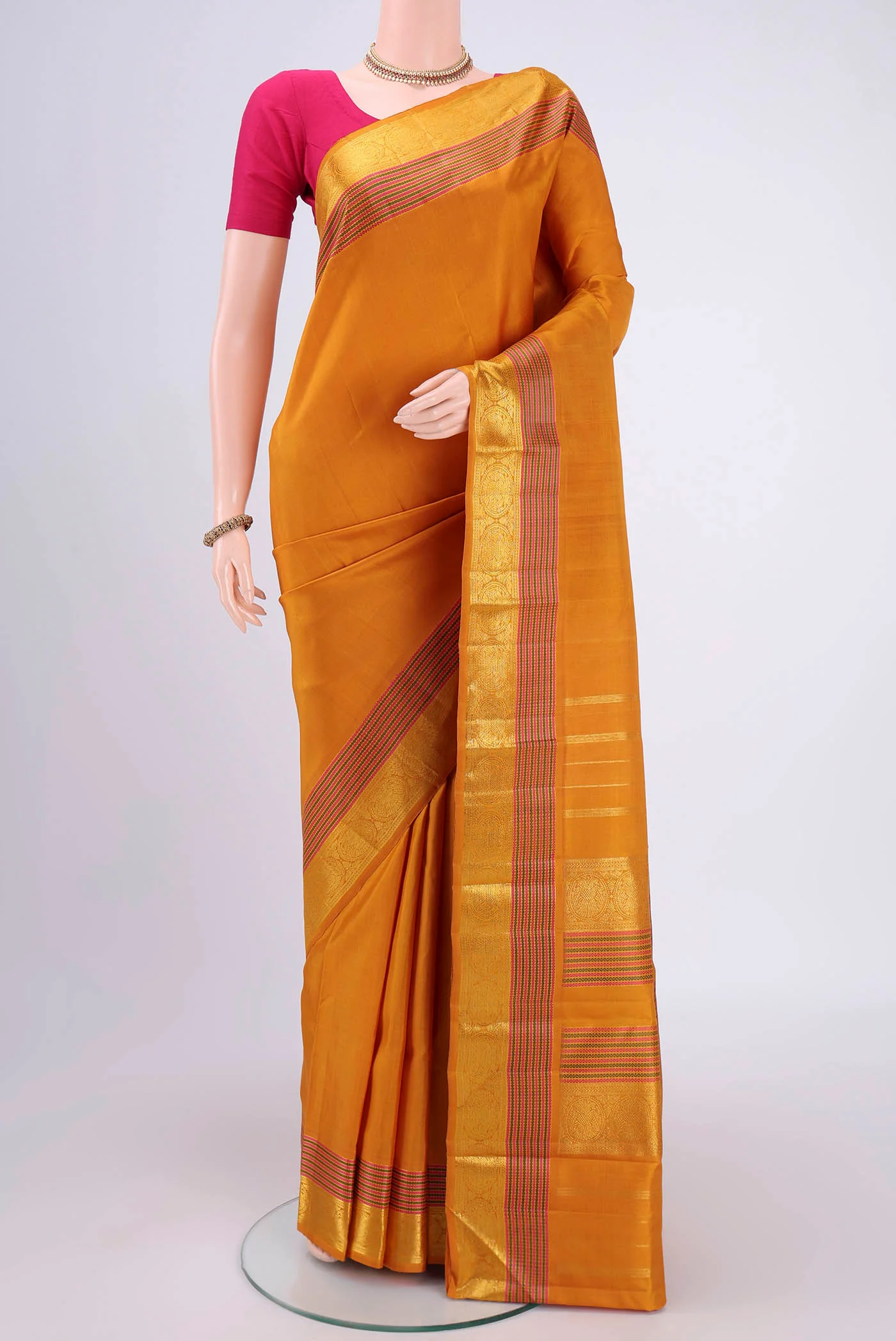 Pure Silk Pure Zari Mustard Kanchipuram Saree