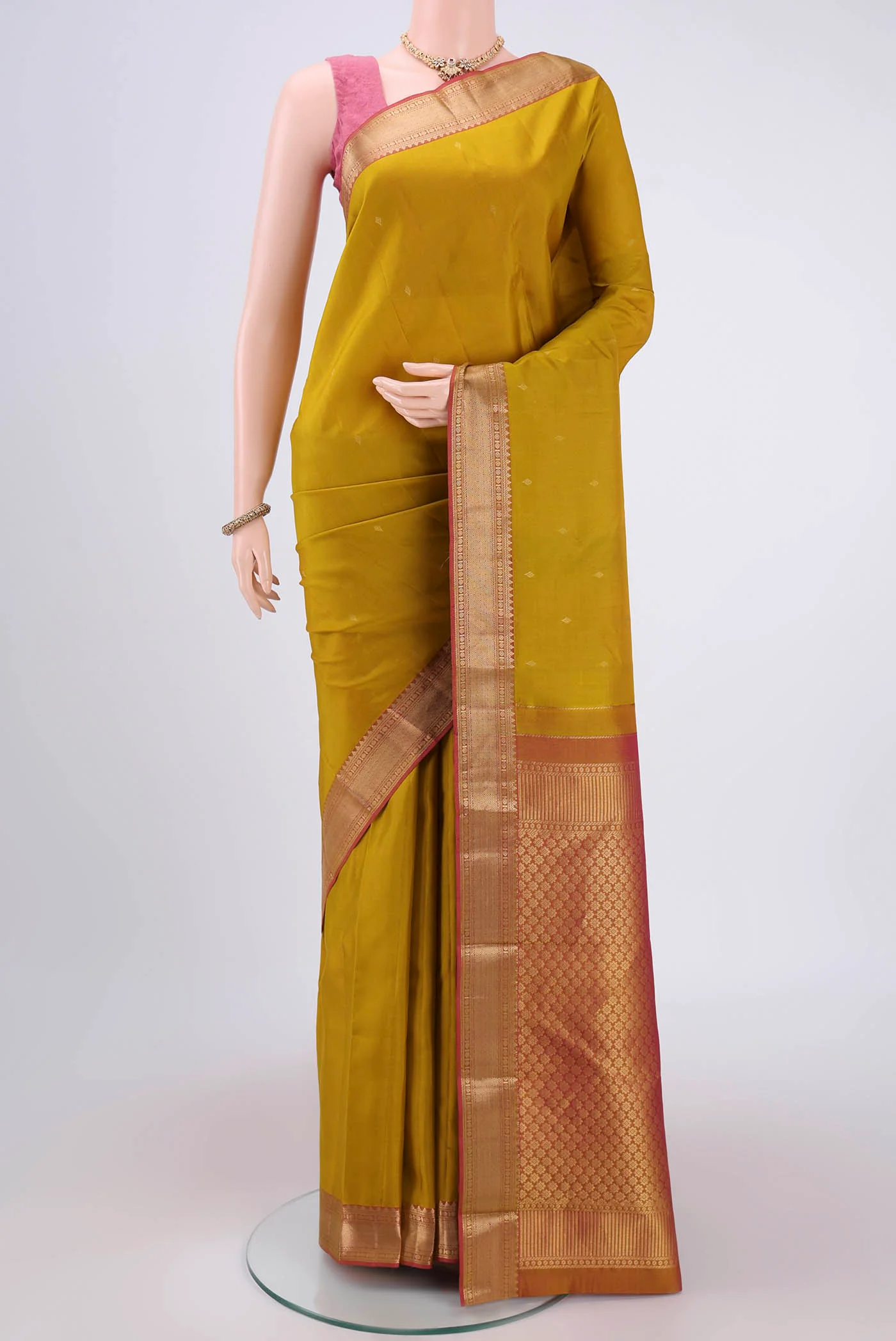 Mustard Kanchipuram Silk Saree