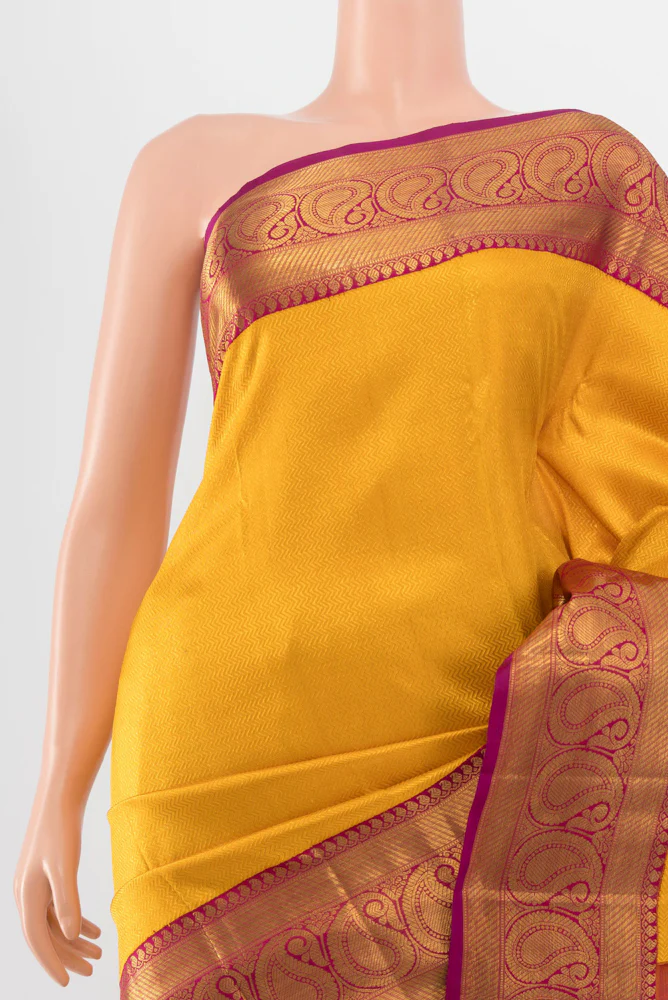 Mustard Kanchipuram Silk Saree - Image 2