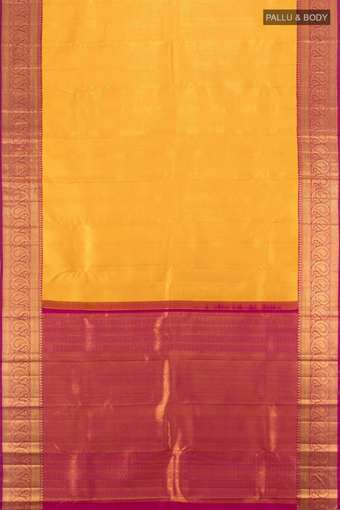 Mustard Kanchipuram Silk Saree - Image 5