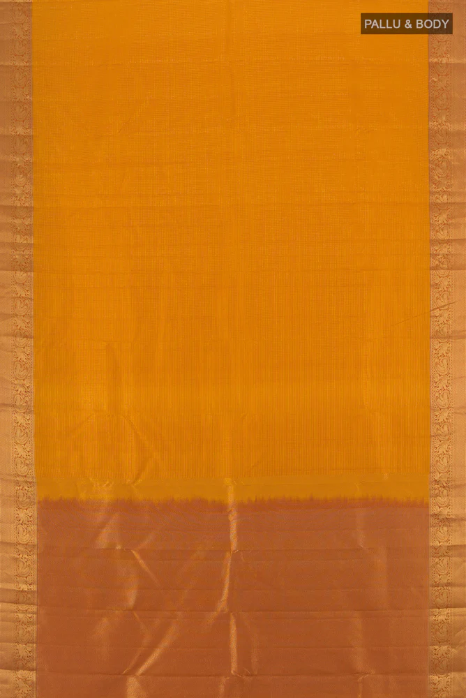 Mustard Kanchipuram Silk Saree - Image 5