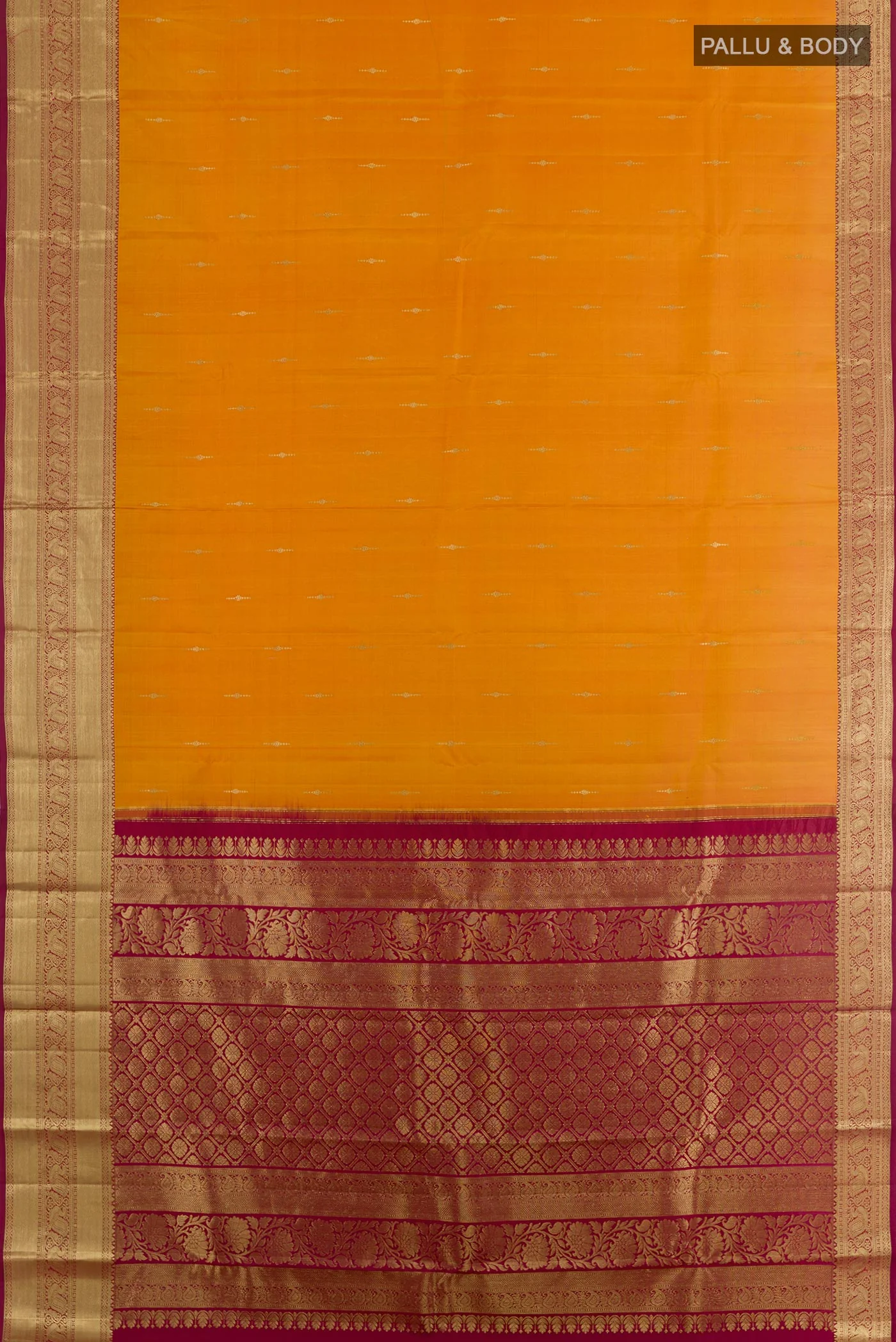 Mustard Kanchipuram Silk Saree - Image 3