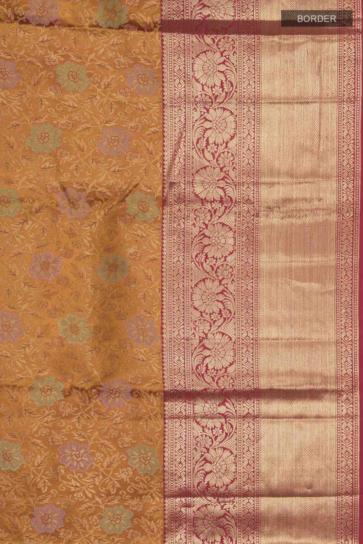 Mustard Kanchipuram Silk Saree - Image 3