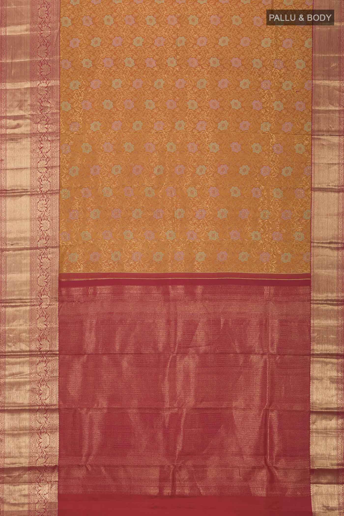 Mustard Kanchipuram Silk Saree - Image 6