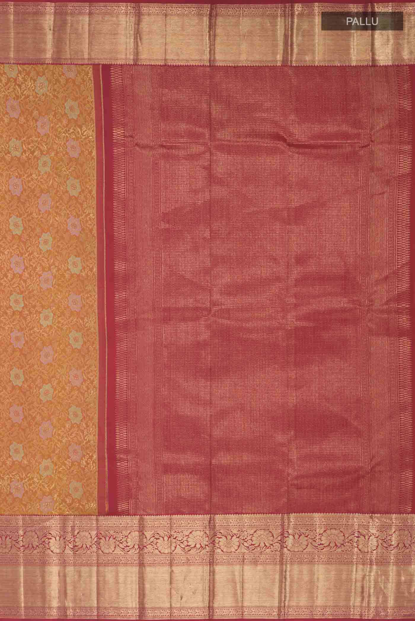Mustard Kanchipuram Silk Saree - Image 7