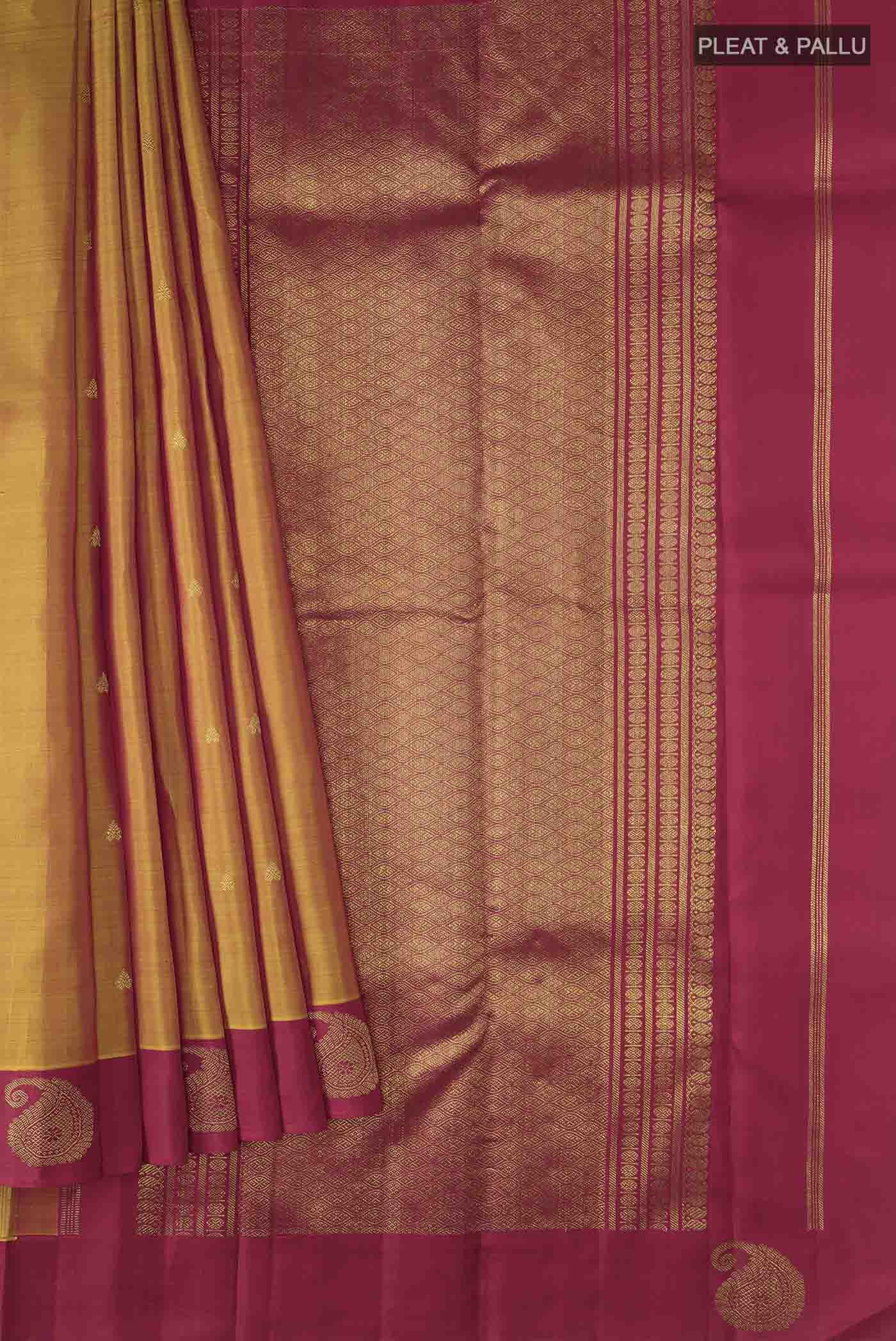 Mustard Kanchipuram Silk Saree - Image 4