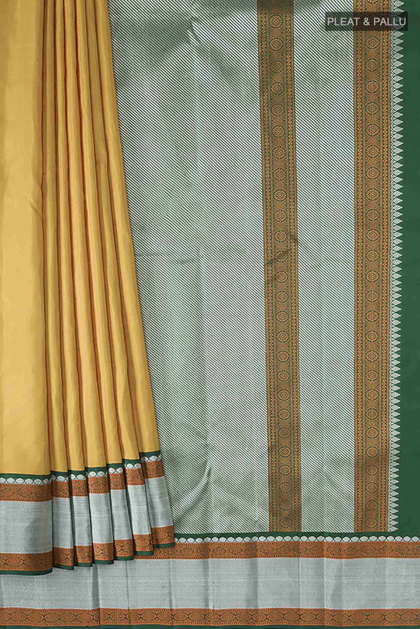 Sandal Kanjivaram Silk Saree - Image 4