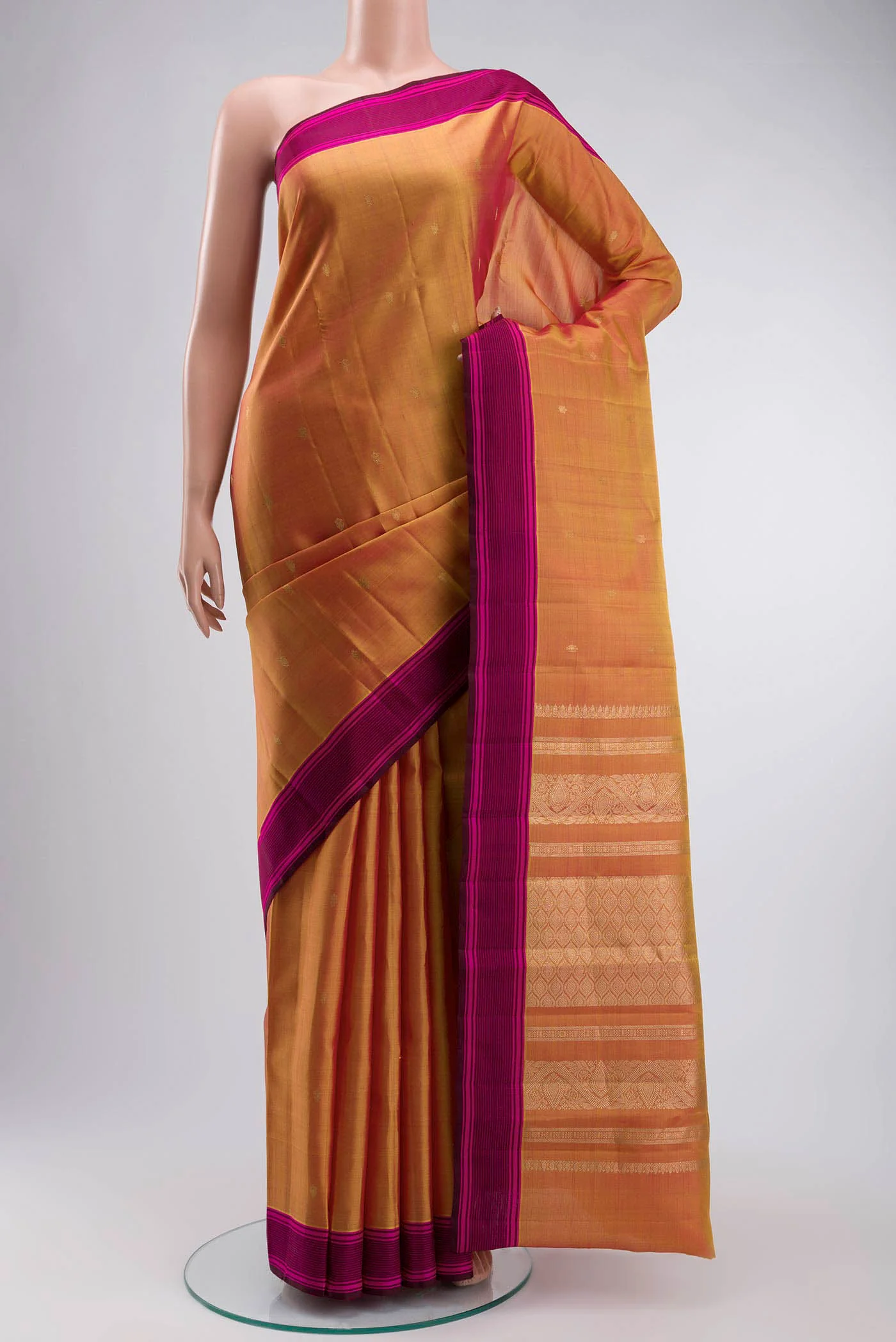 Mustard Kanchipuram Silk Saree - Image 2