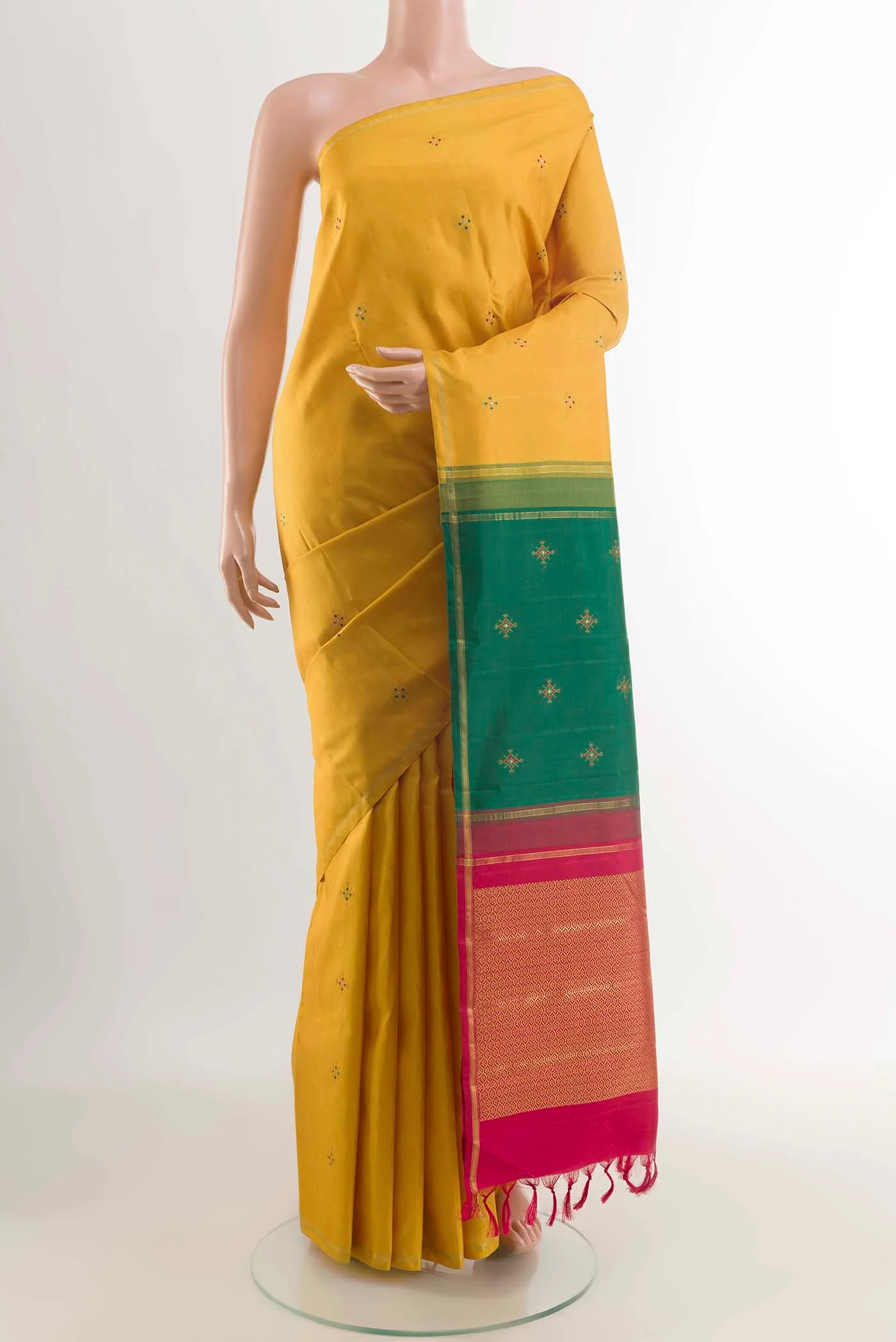 Mustard Kanchipuram Silk Saree