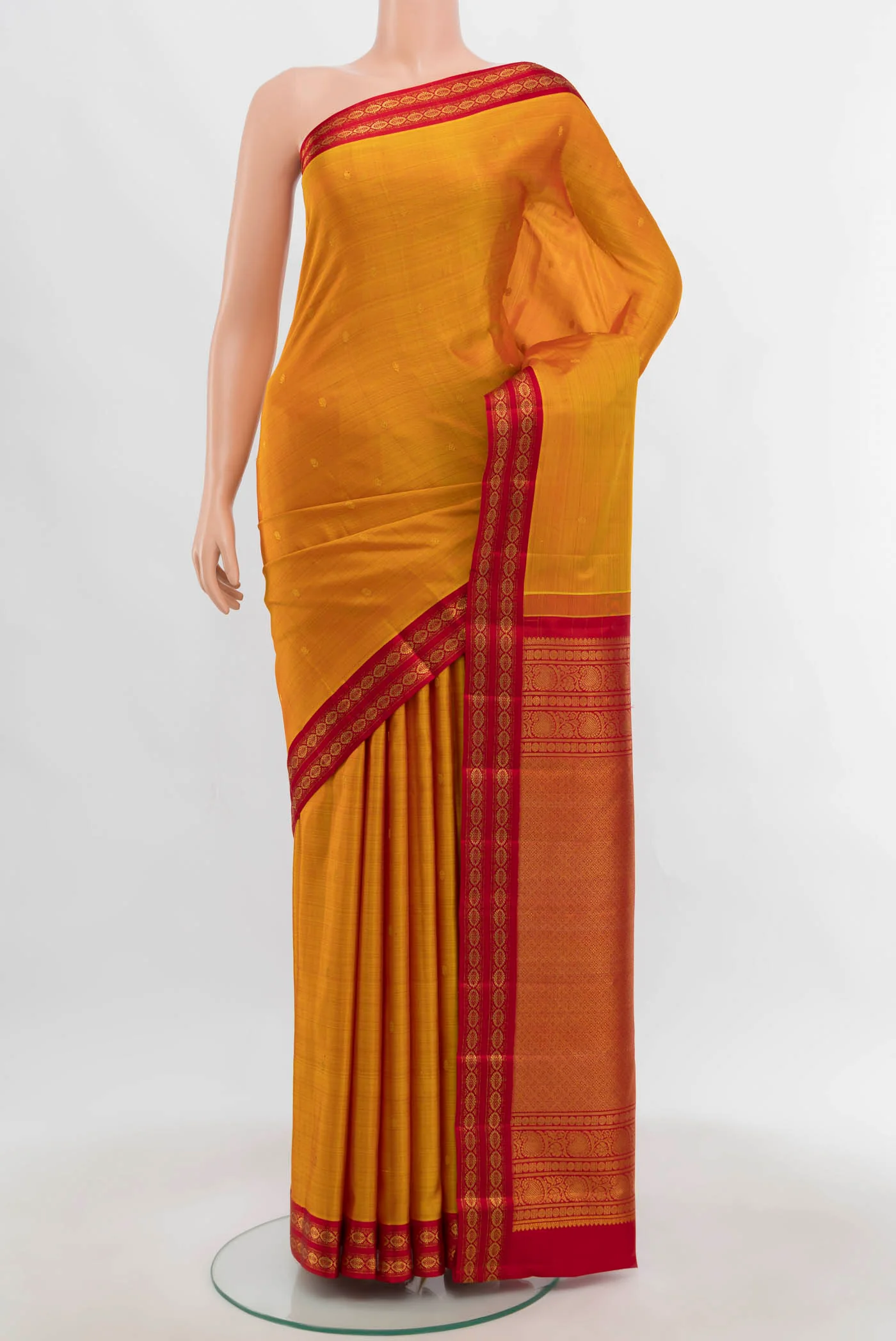 Golden Peach Kanchipuram Silk Saree