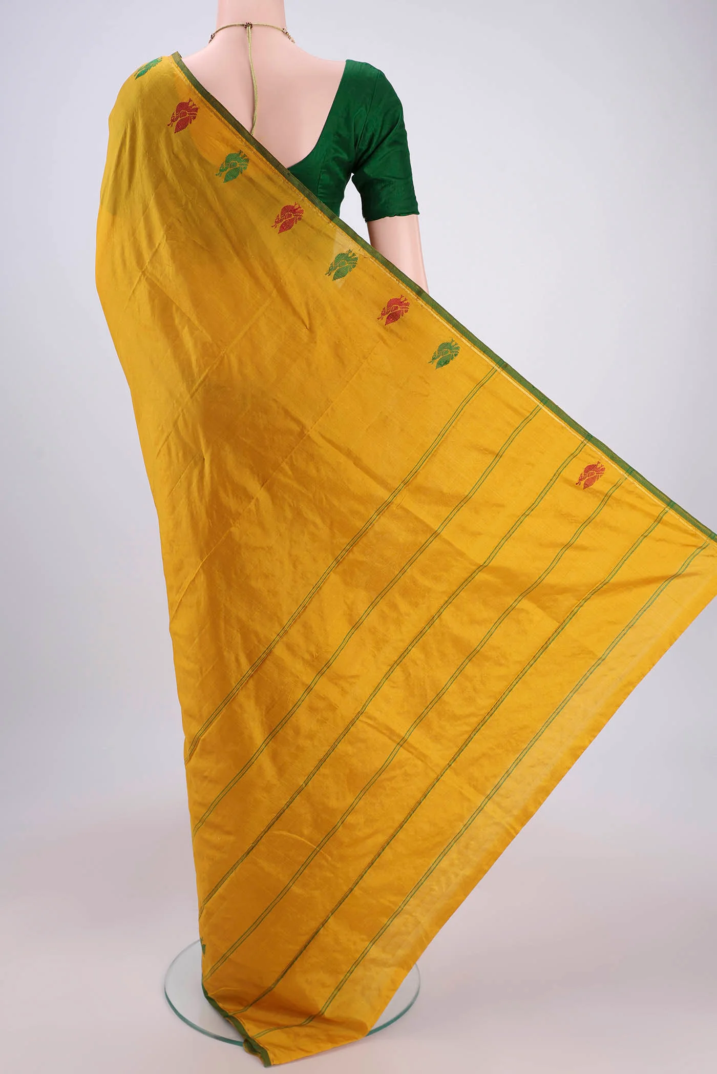 Mustard Kanchipuram Silk Saree - Image 3