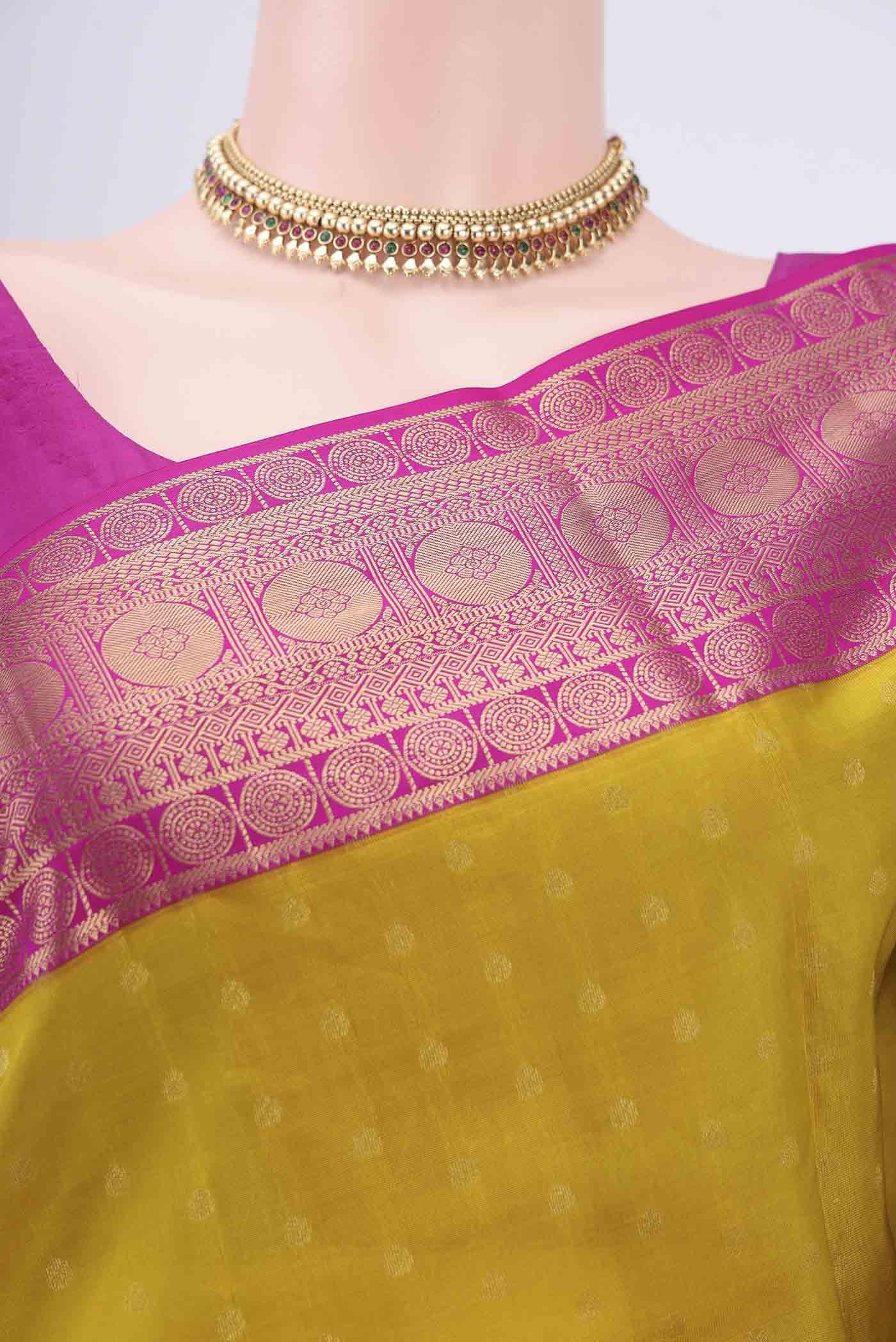 Mustard Kanchipuram Silk Saree - Image 2