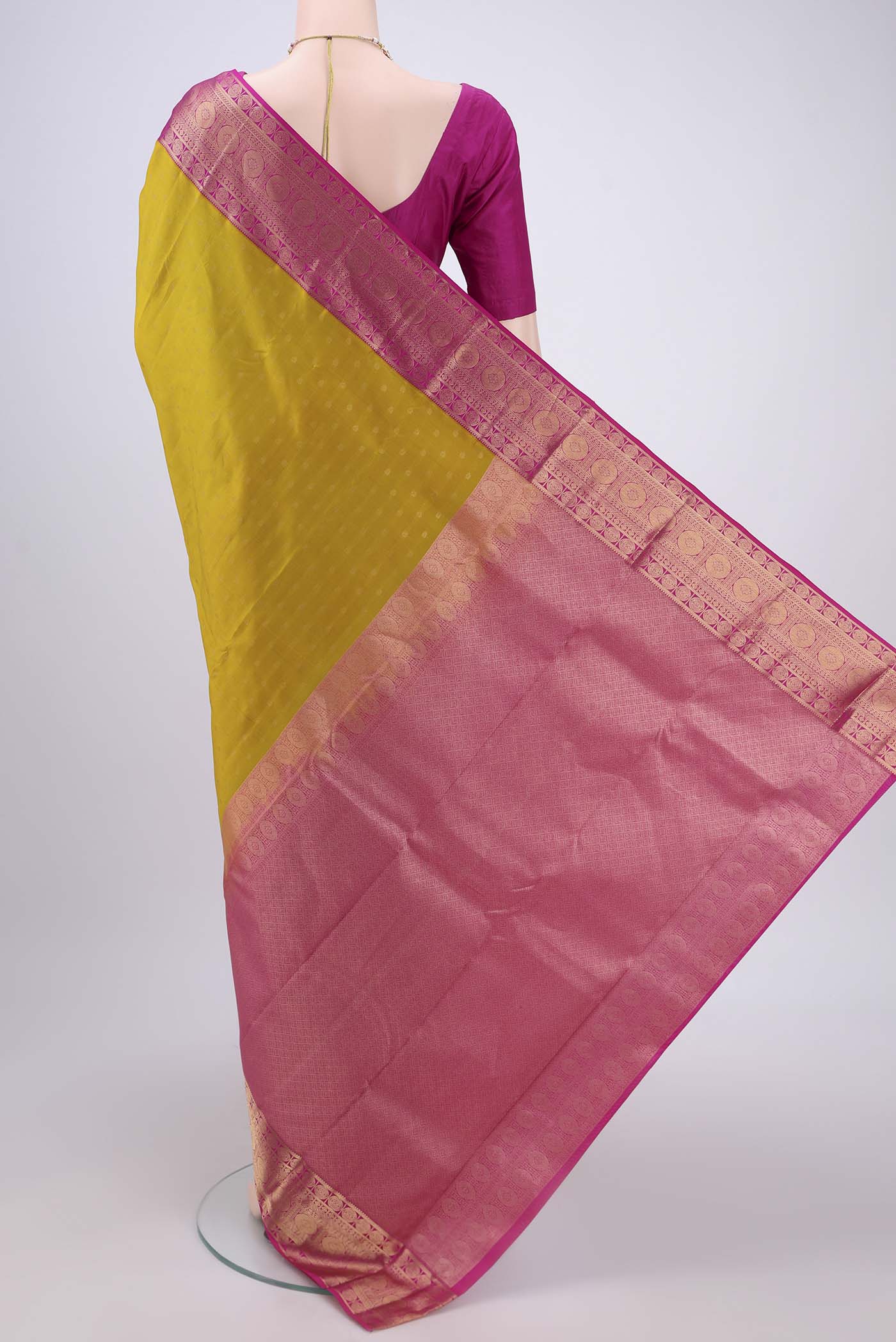 Mustard Kanchipuram Silk Saree - Image 3