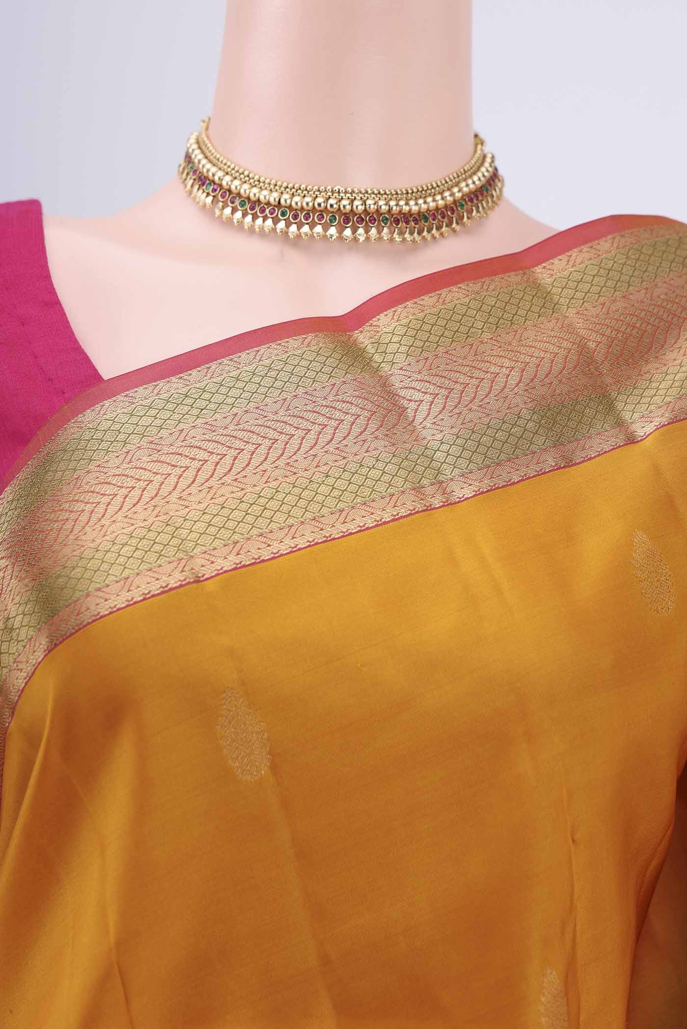 Mustard Kanchipuram Silk Saree - Image 2