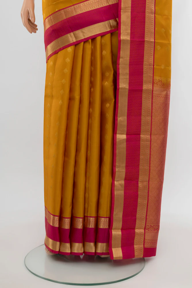 Mustard Kanchipuram Silk Saree - Image 3