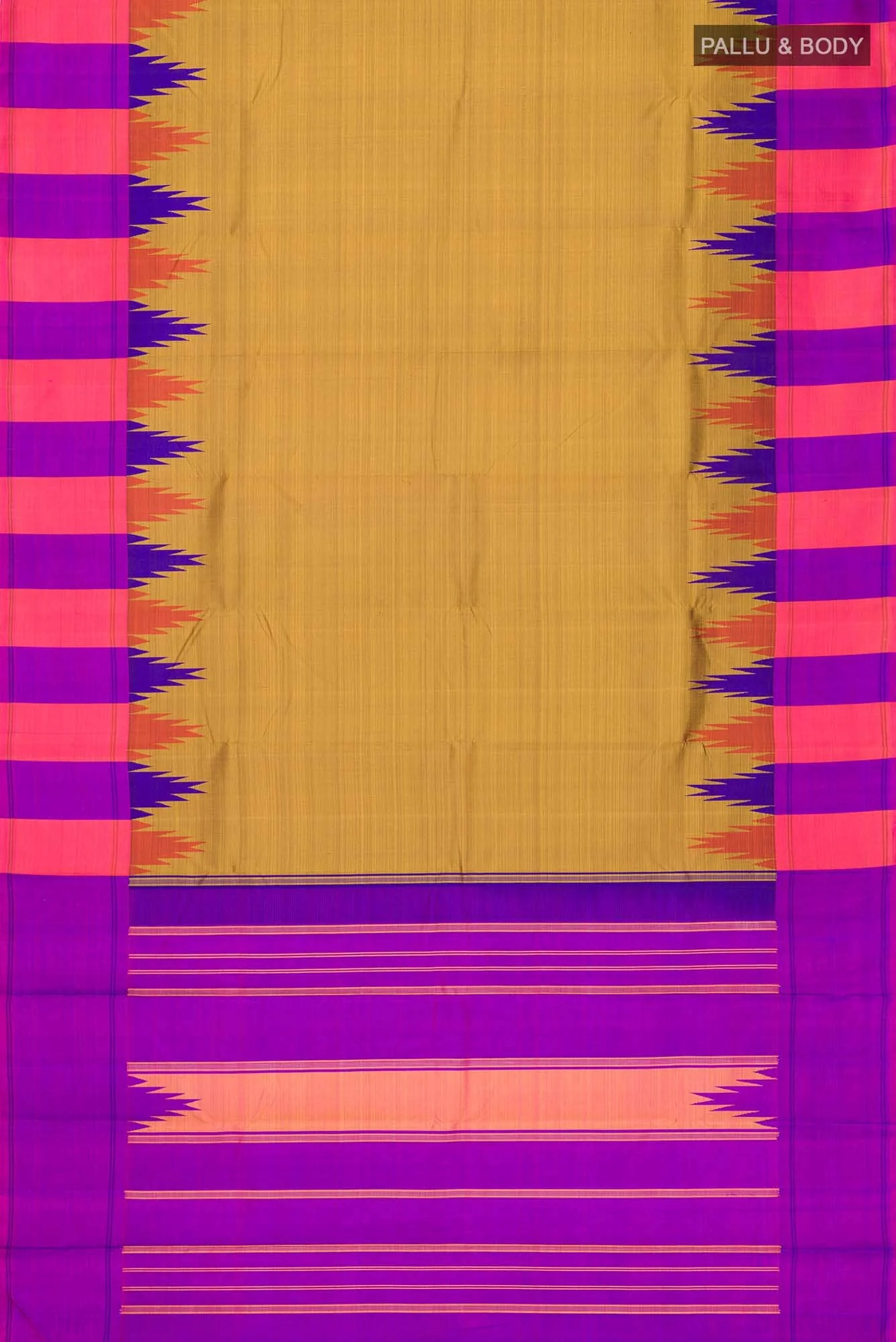 Mustard Kanchipuram Silk Saree - Image 4