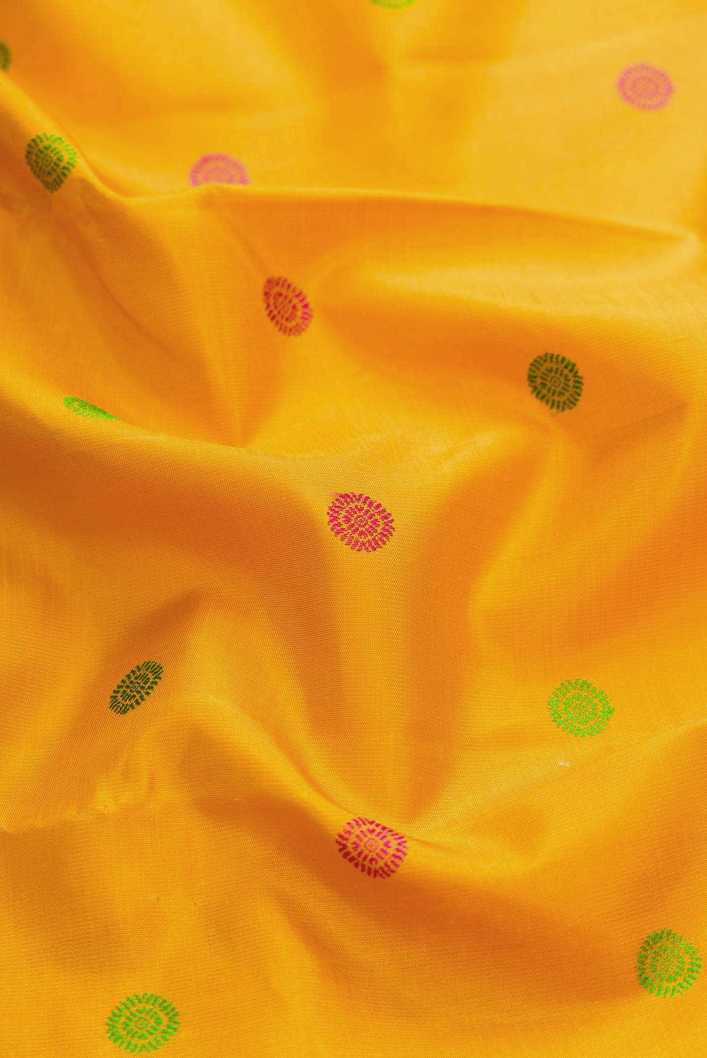 Pure Silk Pure Zari Mustard Kanchipuram Saree - Image 3