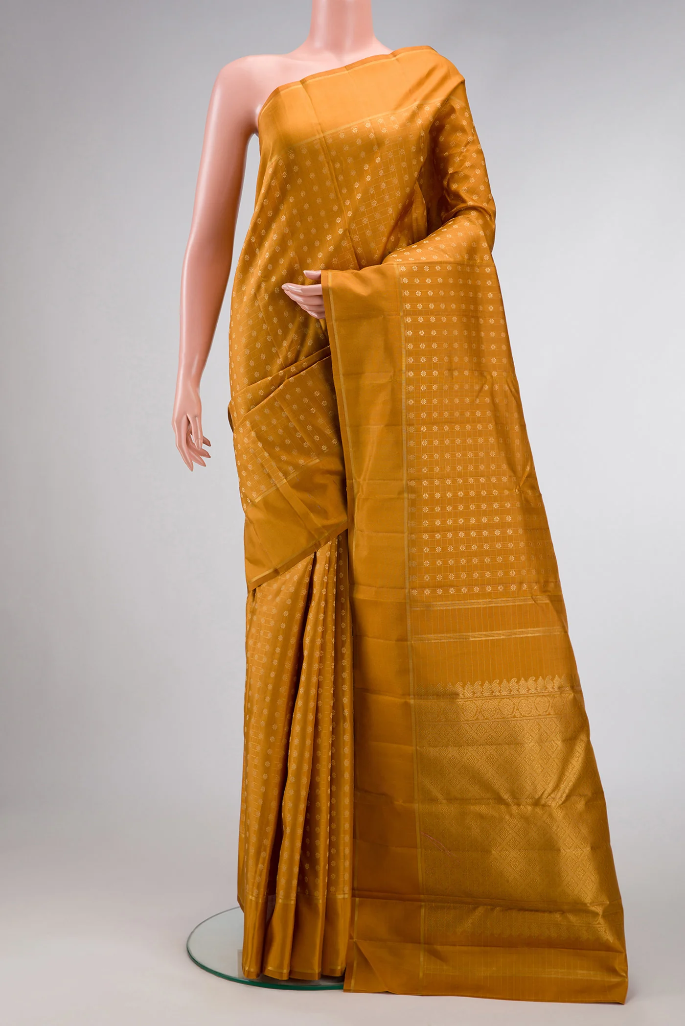 Mustard Kanchipuram Silk Saree