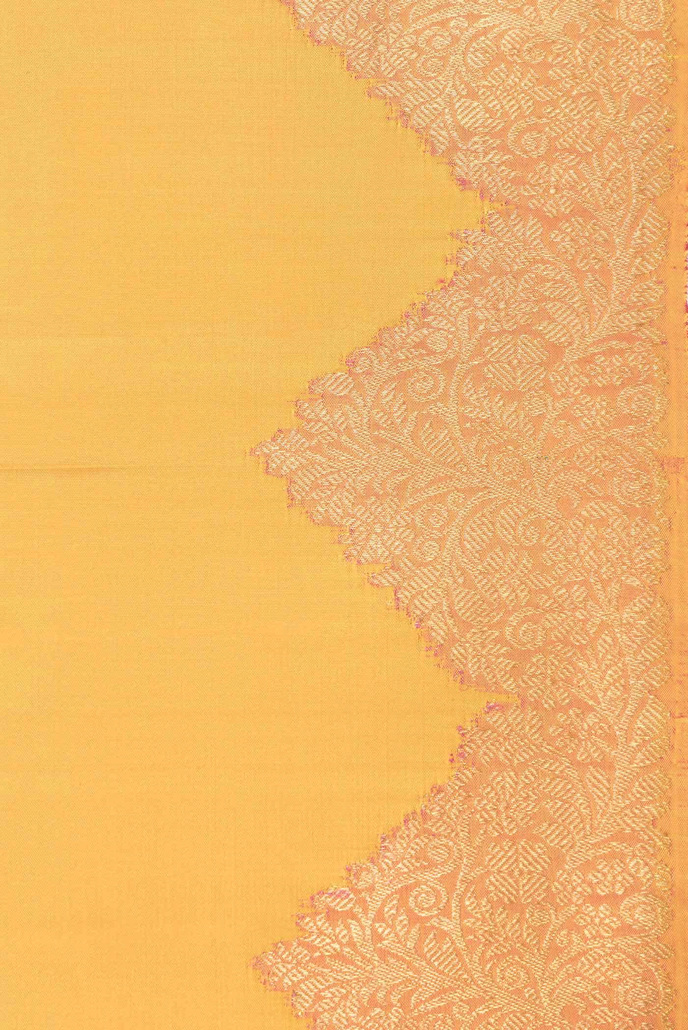 Pure Silk Pure Zari Mustard Kanchipuram Saree - Image 6