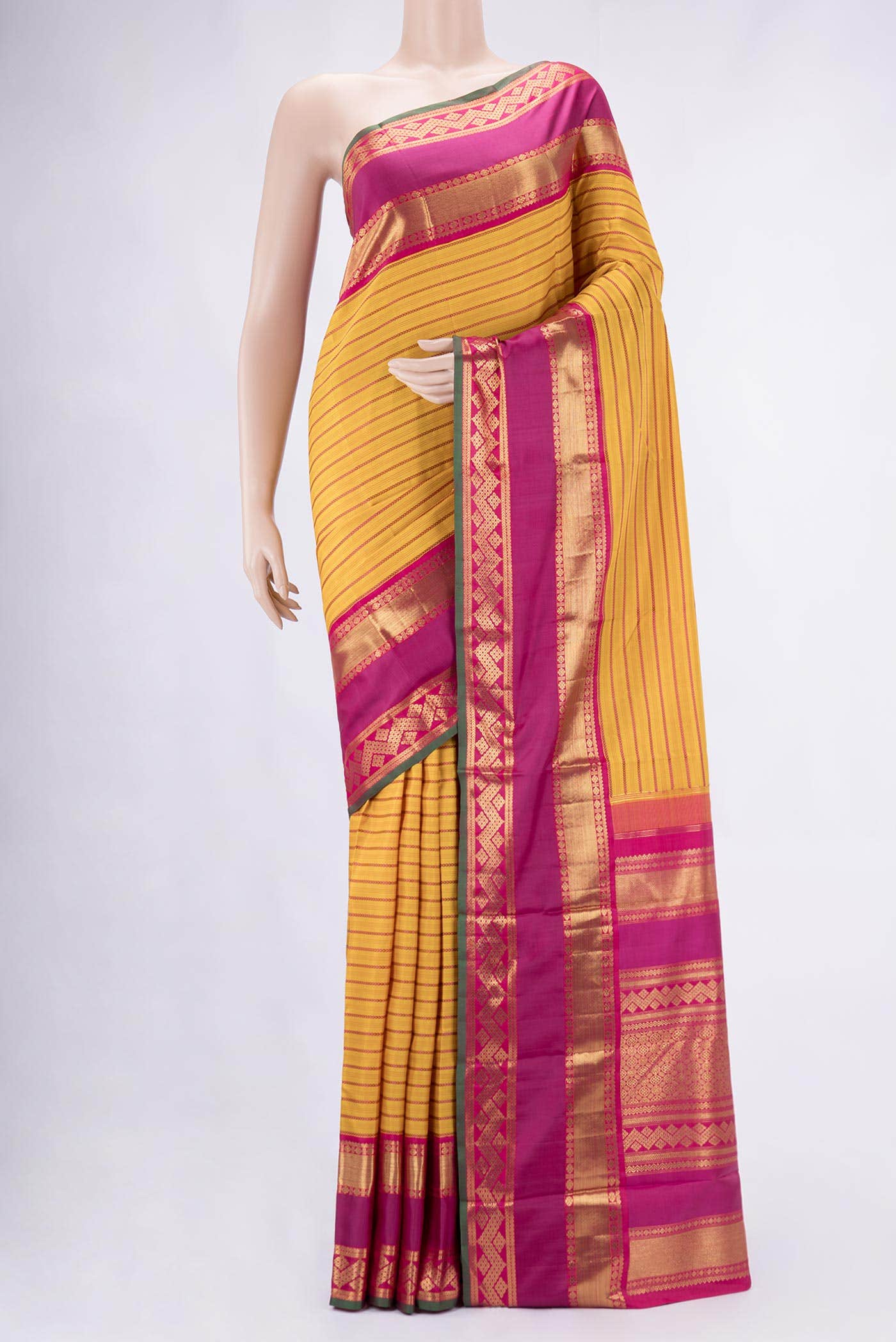 Pure Silk Pure Zari Mustard Kanjivaram Saree