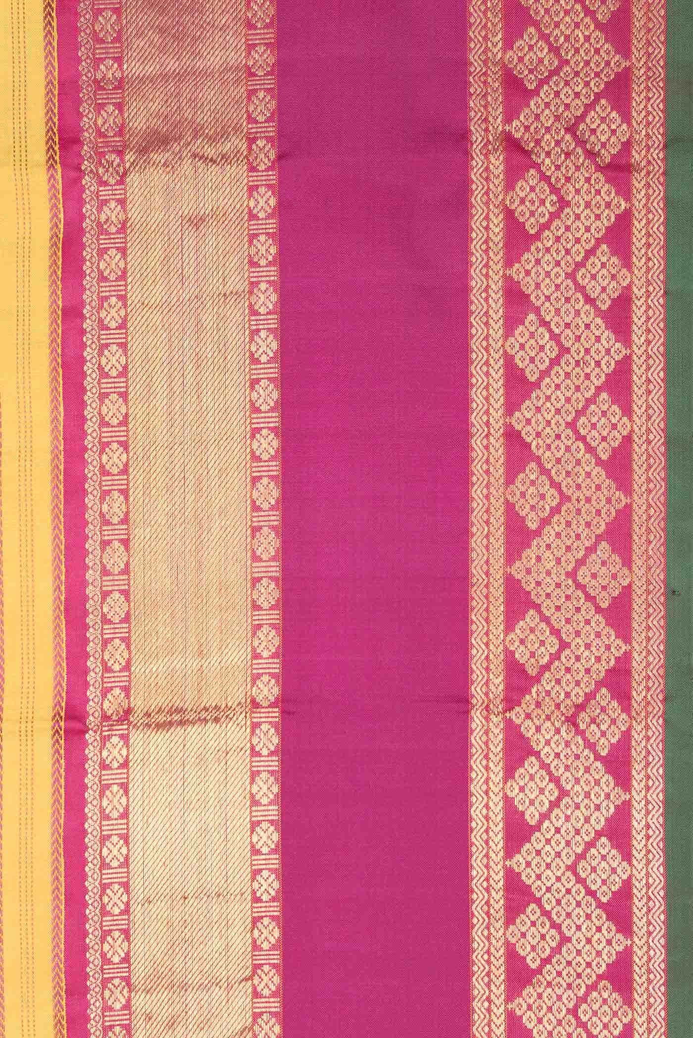 Pure Silk Pure Zari Mustard Kanjivaram Saree - Image 6