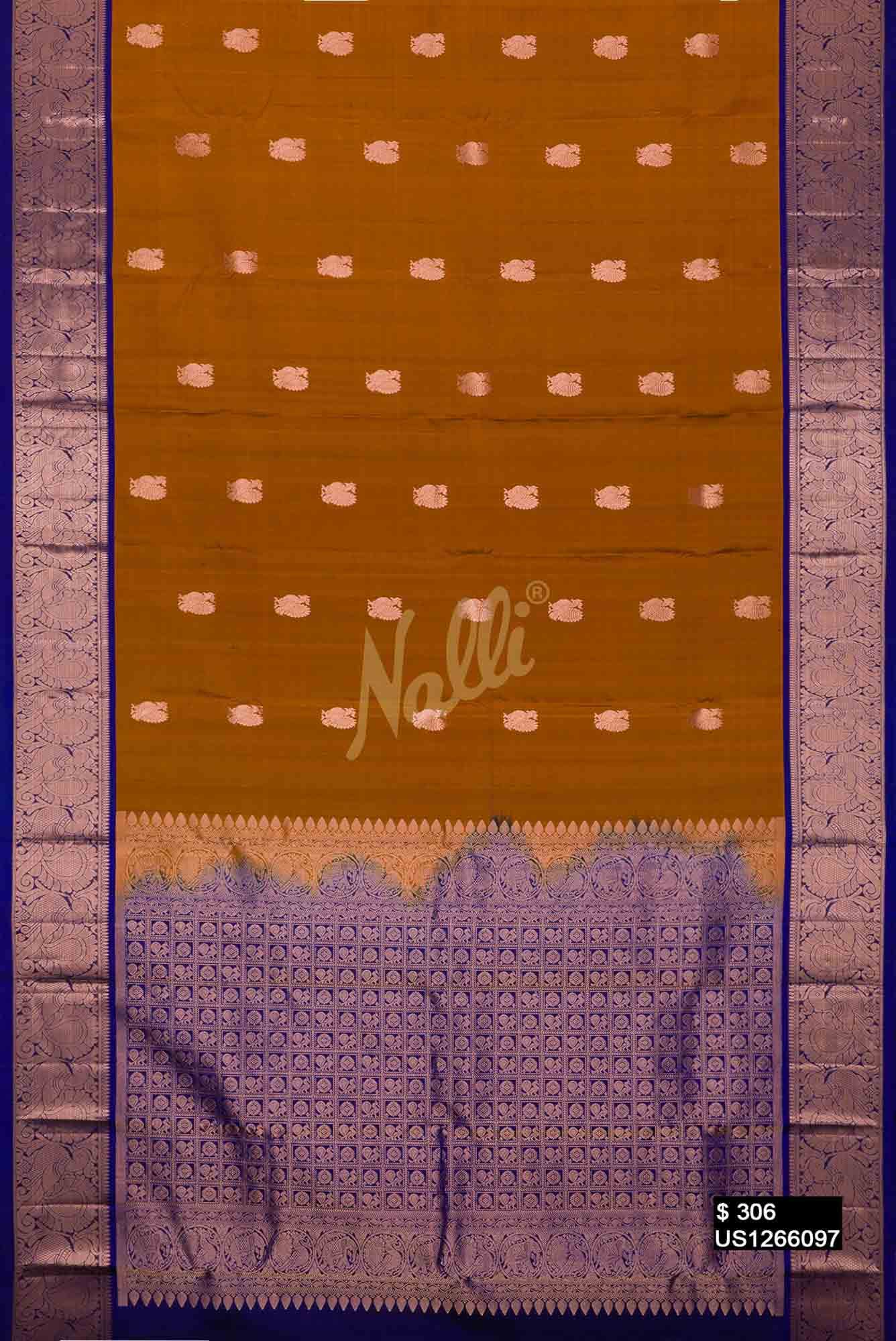 Mustard Kanchipuram Silk Saree