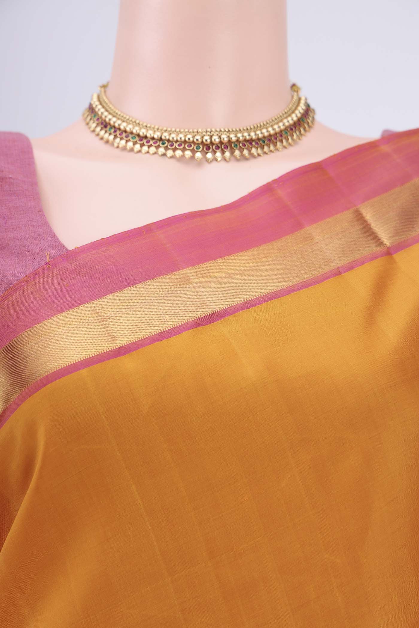 Mustard Kanjivaram Silk Saree - Image 2