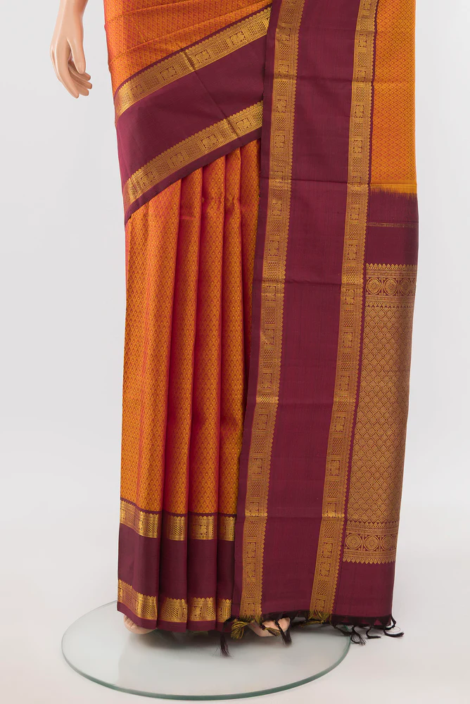 Mustard Kanjivaram Silk Saree - Image 3