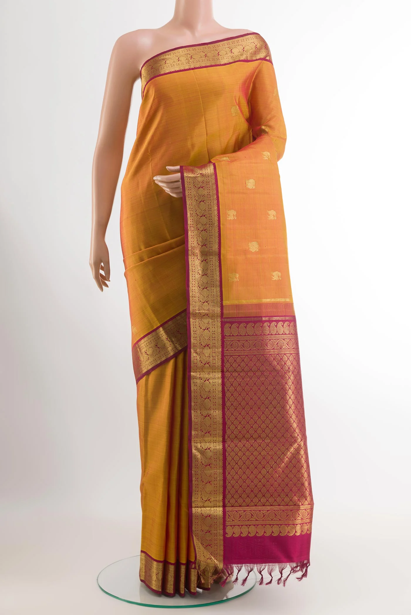 Mustard Kanjivaram Silk Saree