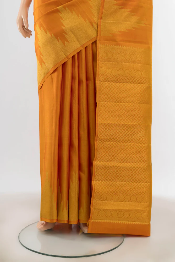 Mustard Kanjivaram Silk Saree - Image 3