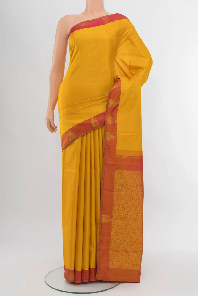 Mustard Kanjivaram Silk Saree
